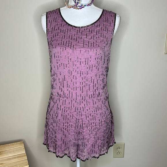 Free People Purple Romper with beading  Size M - Picture 1 of 14